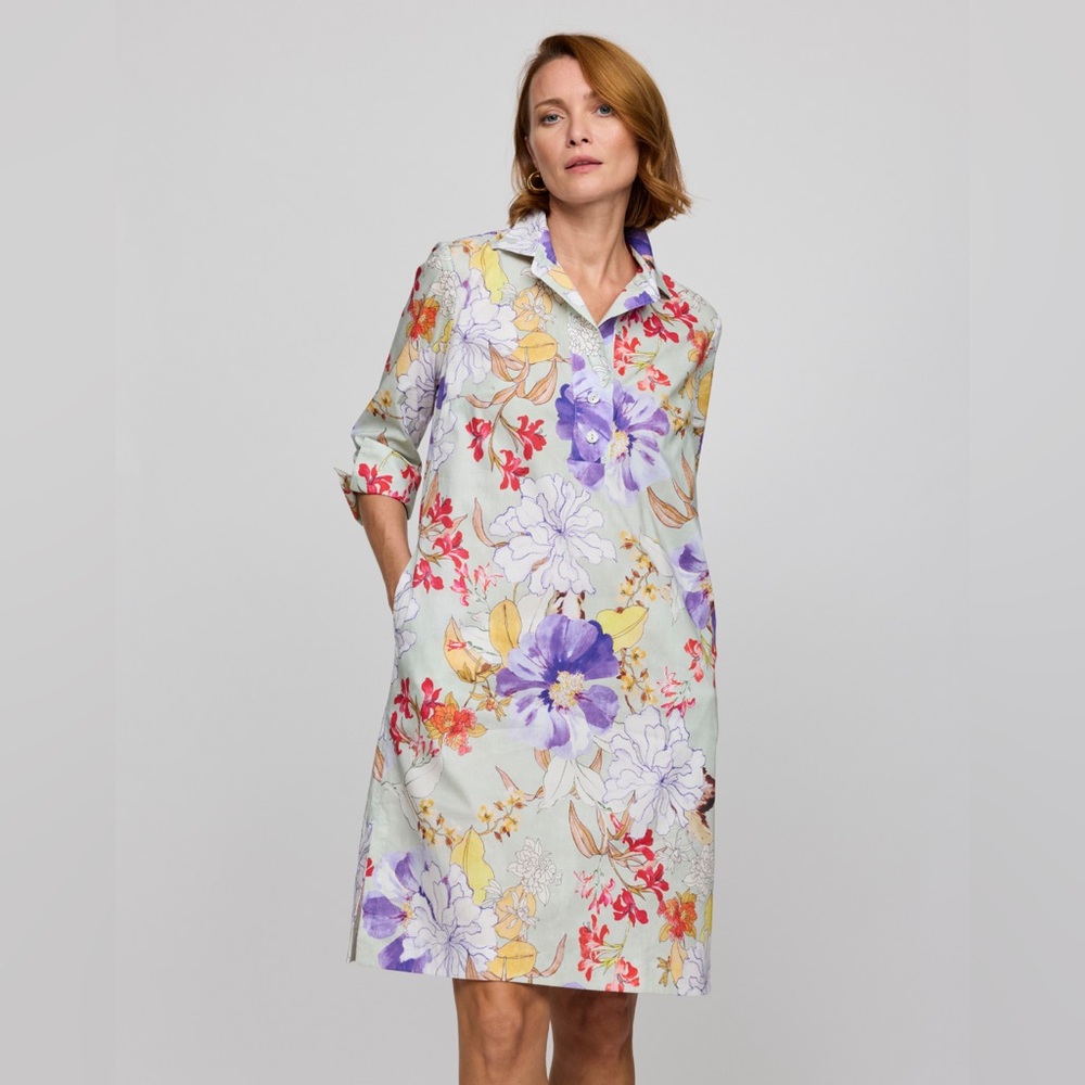 Hinson Wu Charlotte 3/4 Sleeve Watercolor Floral Dress, Current, Regular $350 - Picture 2 of 5